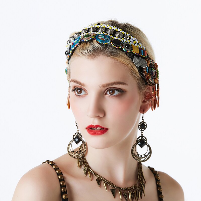Tribal Belly Dance Accessories Women Headpieces Dance Headbands Bellydance Beads Rhinestones Gypsy Vintage Headbands