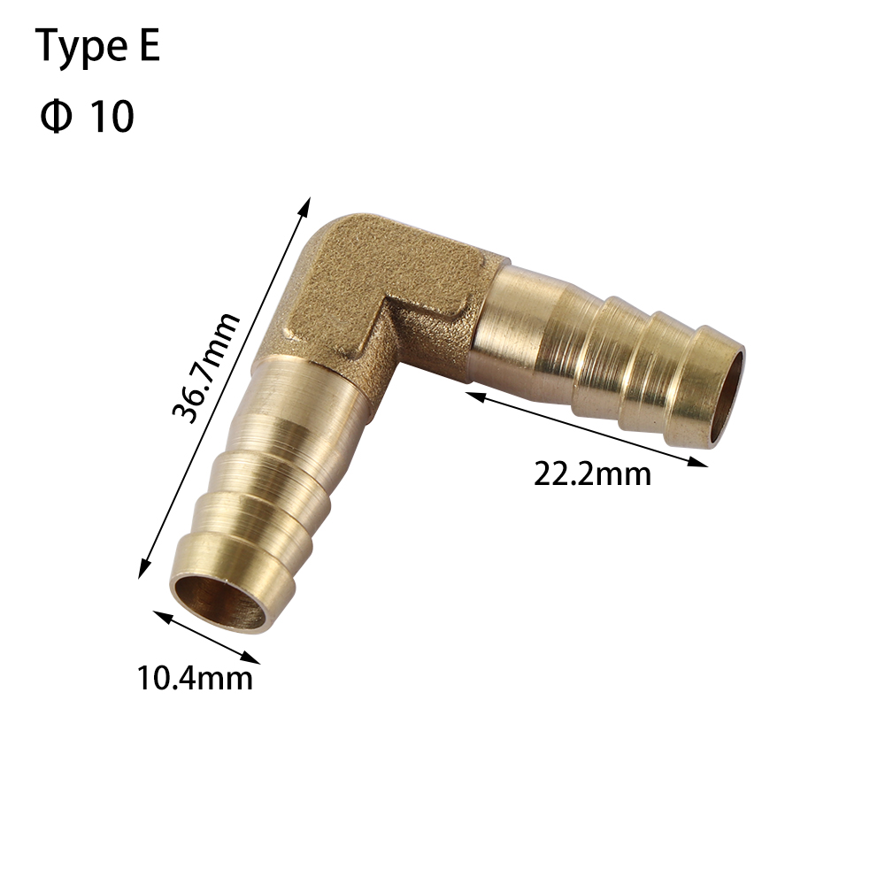 6/8/10/12mm connettori per tubi flessibili raccordo per tubo flessibile in ottone raccordo a gomito, gomito, croce, t, Y, connettore paratia: Type E 10mm