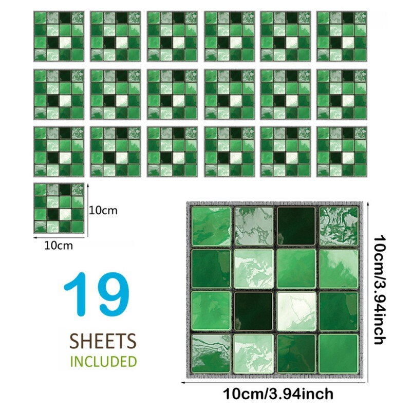 DIY 3D Self Adhesive Mosaic Tile Sticker Kitchen Backsplash Bathroom Wall Tile Stickers Decor Waterproof Peel Stick PVC Tiles: A10