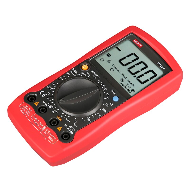 UNI-T UT107 Handheld Automotive Multipurpose Meters Manual Range Multimeter Input Protection Tach Battery Test