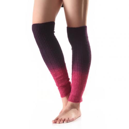SALES! Gradient Knee High Women Boot Socks Winter Knitted Footless Leg Sleeve Warmer Women's Leg Warmer Winter Warm: Purple 