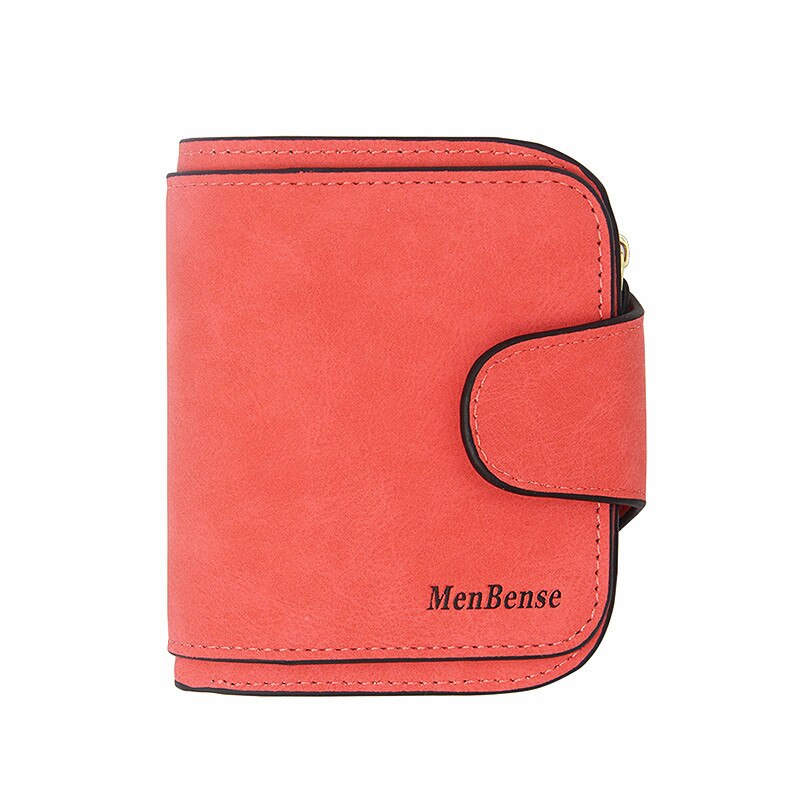 Lady Snap Fastener Zipper Short Clutch Wallet Solid Letter Small Female Purse Short Purse Vintage Matte Women Wallet: 002ROSE RED