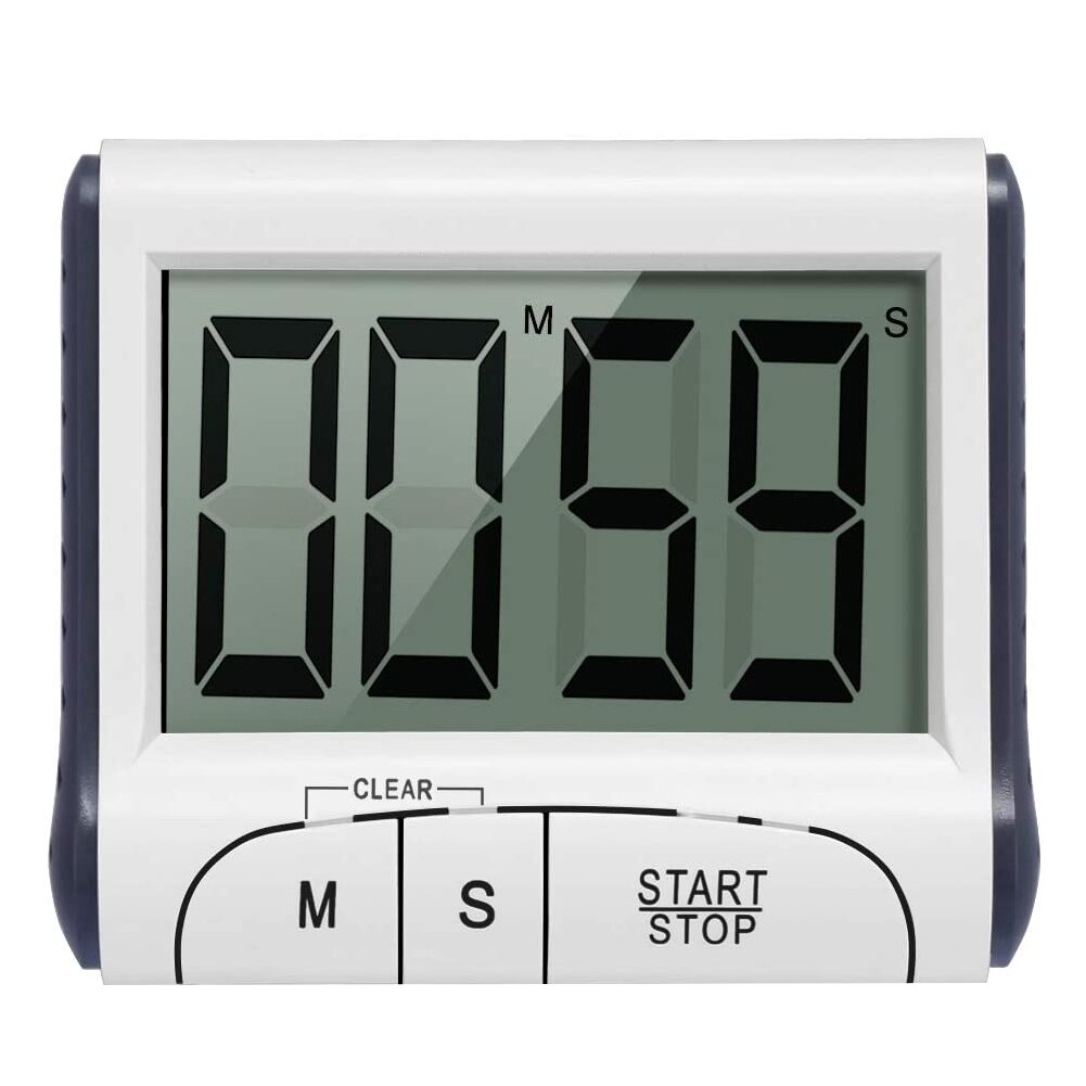 Digital Kitchen Timer Countdown Up Cooking Timer Clock with Magnet Back White