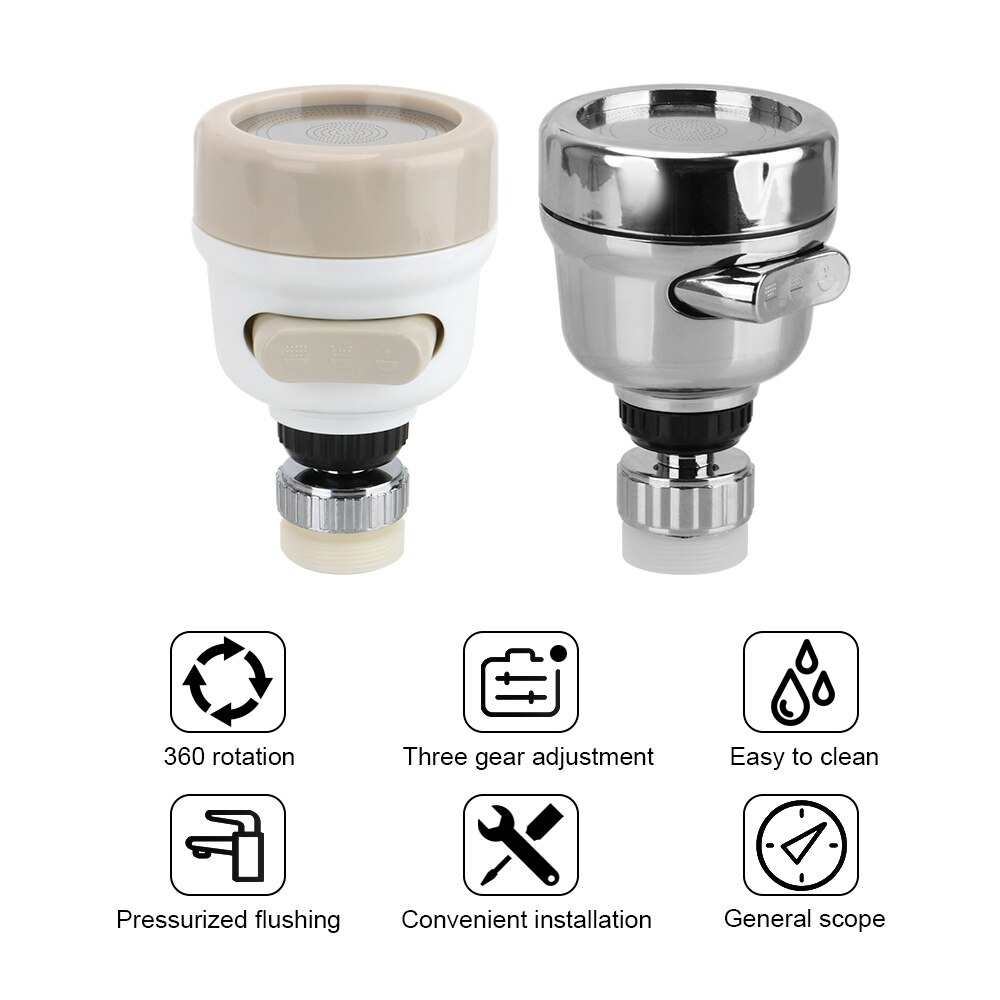 360 Graden Draaibare Sproeikop Kraan Kraan Filter Nozzle Hoge Druk 3 Modesuniversal Slang Tap Universal Keuken Adapters