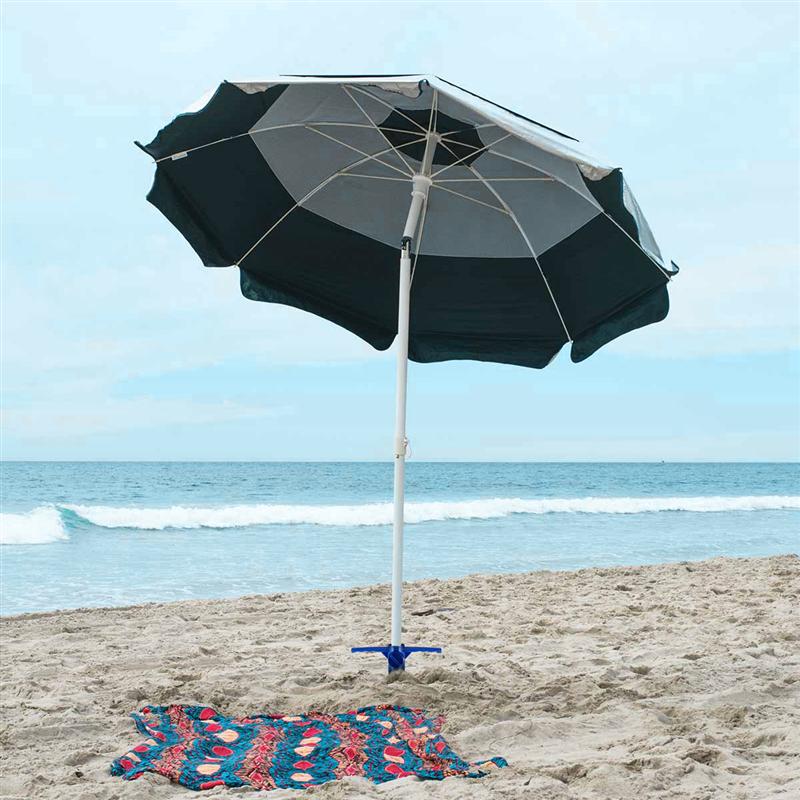 Soporte de anclaje para sombrilla de playa BESTOMZ, soporte Universal para barrena y arena, soporte para barrer con puntas y recogedor de arena (Color aleatorio)