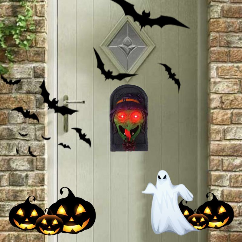 Halloween Decorations Tricky Doorbell Animated Haunted Doorbell Skull Doorbell Prop With Moving Tongue And Light Up Eyes