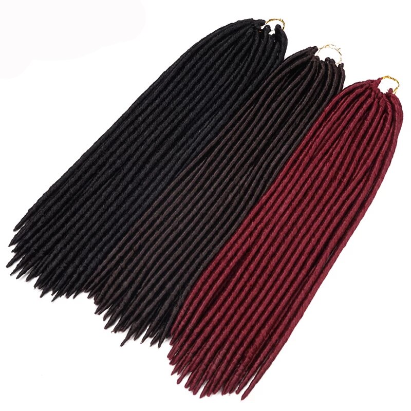 Youngther Crochet Braids Locks Straight Faux Locs Crochet Hair Extensions Synthetic Braiding Hair Black Colors For Women