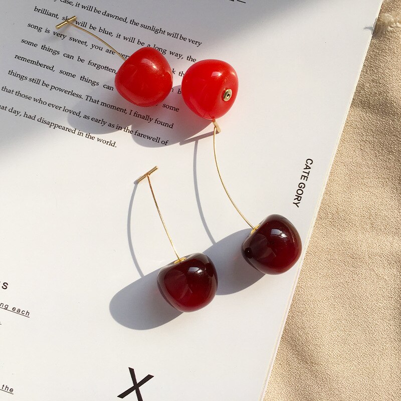 1 paar rot Kirsche Süße Harz Tropfen Ohrring Nette SimulatioHot verrotten Farbe Für Frauen Mädchen Schüler Obst Weihnachten