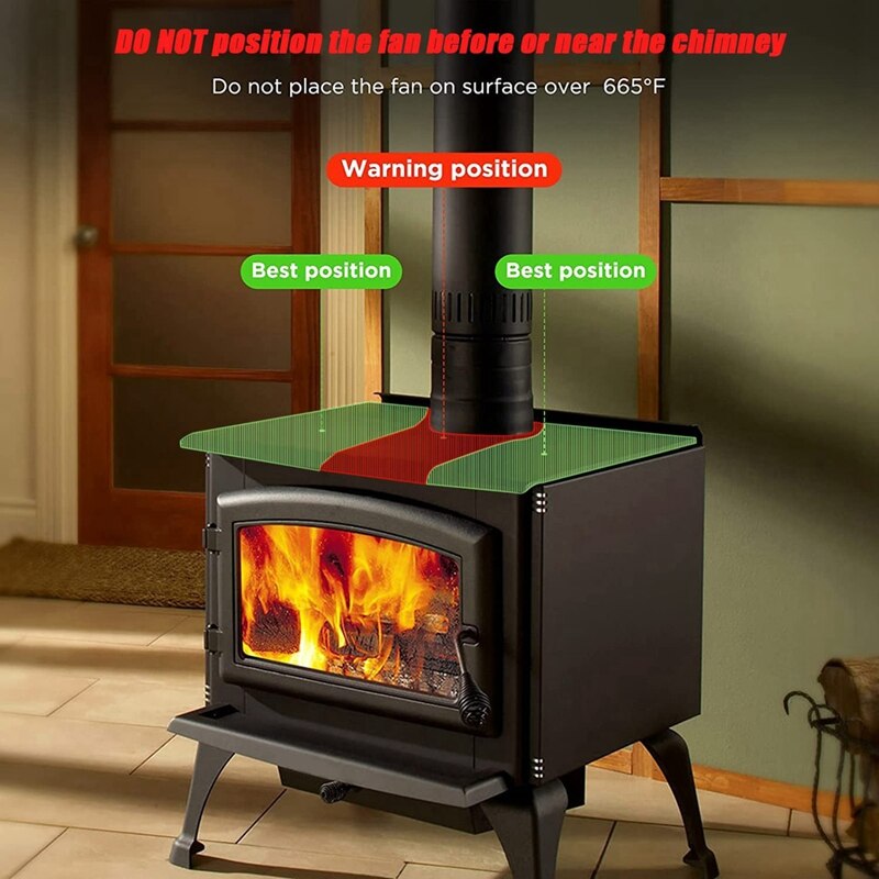 Ventilador termoeléctrico para estufa de leña, ventilador de chimenea no eléctrico alimentado por calor, para estufas de quemador de madera y Pellet