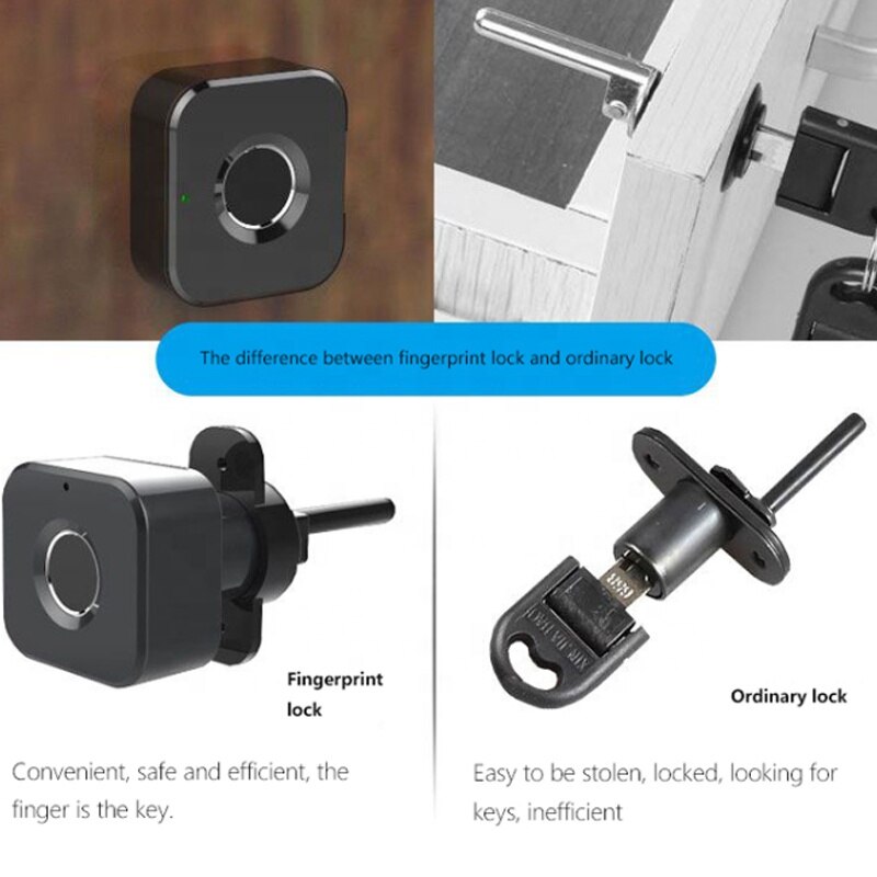 Smart Keyless Fingerprint Mini Cabinet Lock Invisible Battery Powered Biometric Electric Lock for Office Drawer File Cabinet