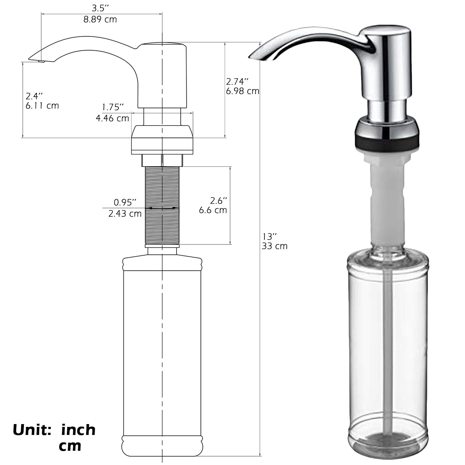 Dispensador de jabón de níquel Samodra, fregadero de cocina negro, contador, dispensador de jabón líquido, botella, accesorios de cocina, bombas integradas de 360ml
