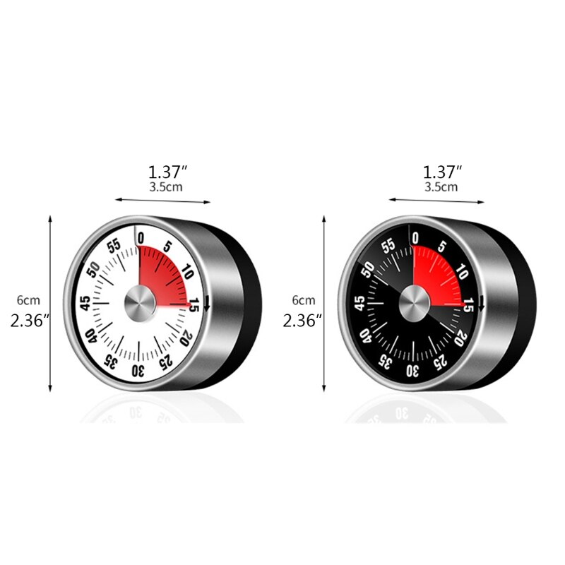 Stainless Steel Visual Timer Mechanical Kitchen Timer 60-Minutes Alarm Cooking Timer with Loud Alarm Magnetic Clock Timer