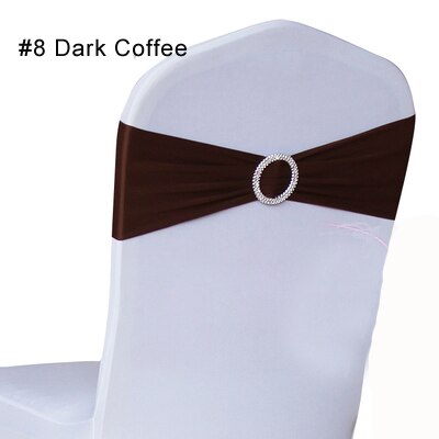 4 Pieces Wedding Spandex Chair Sashes Gold Pink Orange Yellow Chair Sash Bands Bow Wedding Party Birthday Chair Decoration: 8 Dark Coffee