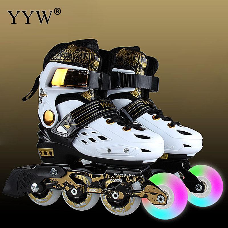 Patines de patinaje para niñas y adolescentes, 4 ruedas, 1 fila, deportes al aire libre, Flash,: black white gold / 38-41