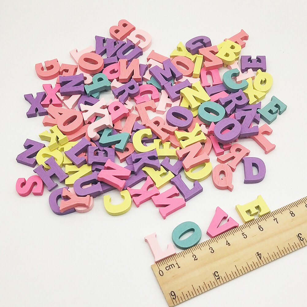 100pcs Wooden Letters Alphabet Decoration Numbers Mixed Block Home Word Handmade Craft Multi-coloured Party DIY 15mm