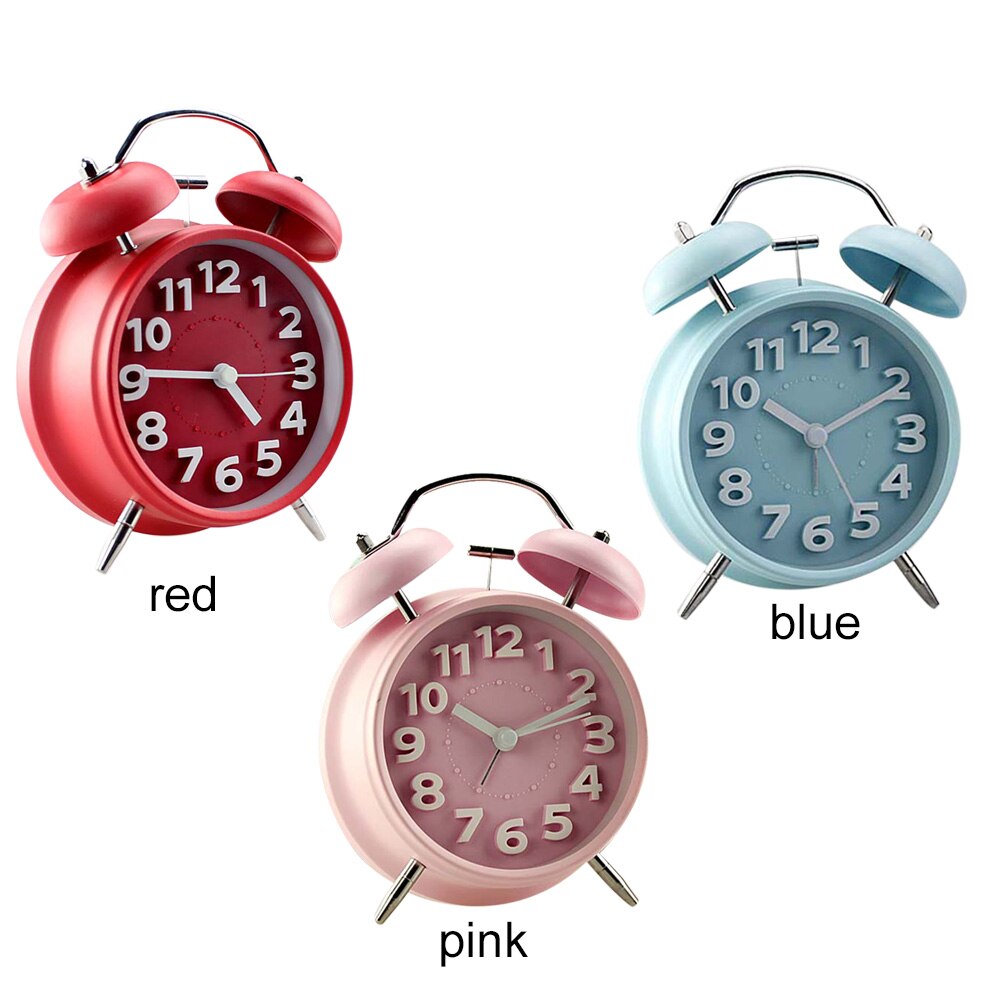 Metal Alarm Clock Double Bell Desktop Timer Livingroom Silent Alarm Clock Portable Lazy Person Quartz Movement Alarm Clock