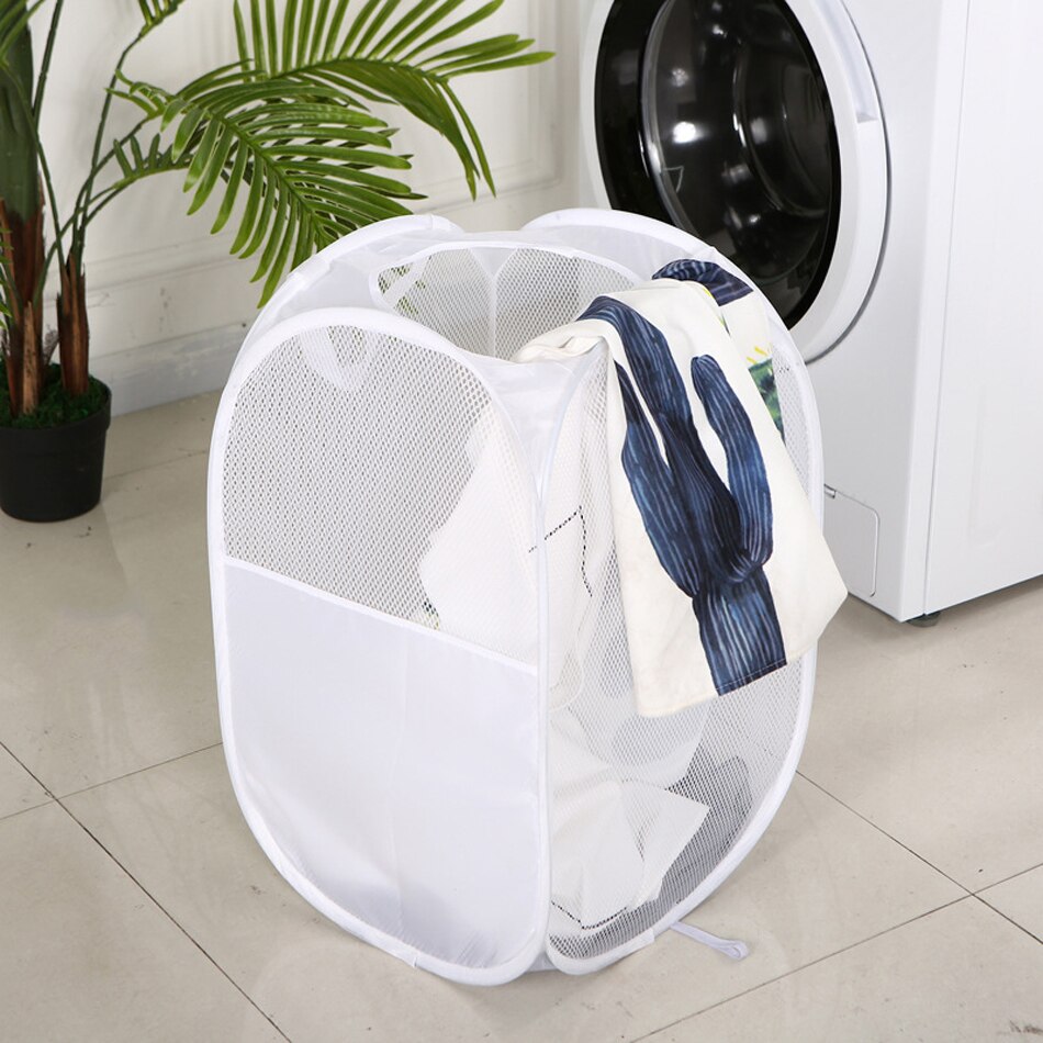 Large Pop-Up Laundry Hamper Collapsible Laundry Baskets With Durable Handles/Side Pocket for Dorm Bedroom Bathroom Laundry Room: 4PCS / White