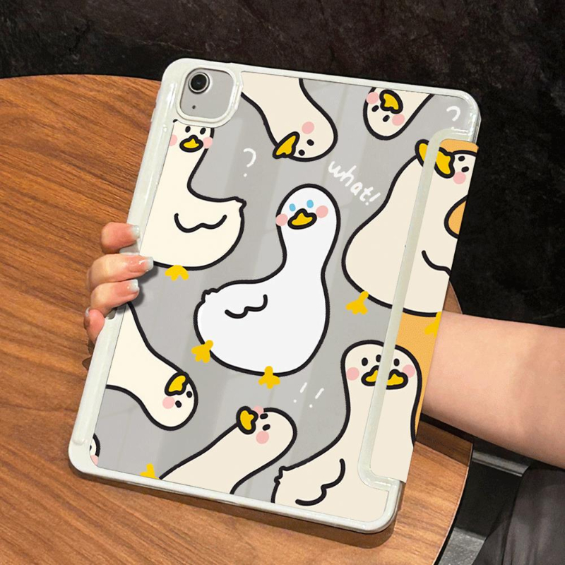 Tablet Hoes Voor Ipad 10.2 Hoesje 7/8/9e Generatie Air 4 Air 5 Ipad 10.5 Inch Ipad Mini6 8.3 Schattige Eend Print Eenvoudige Stijl