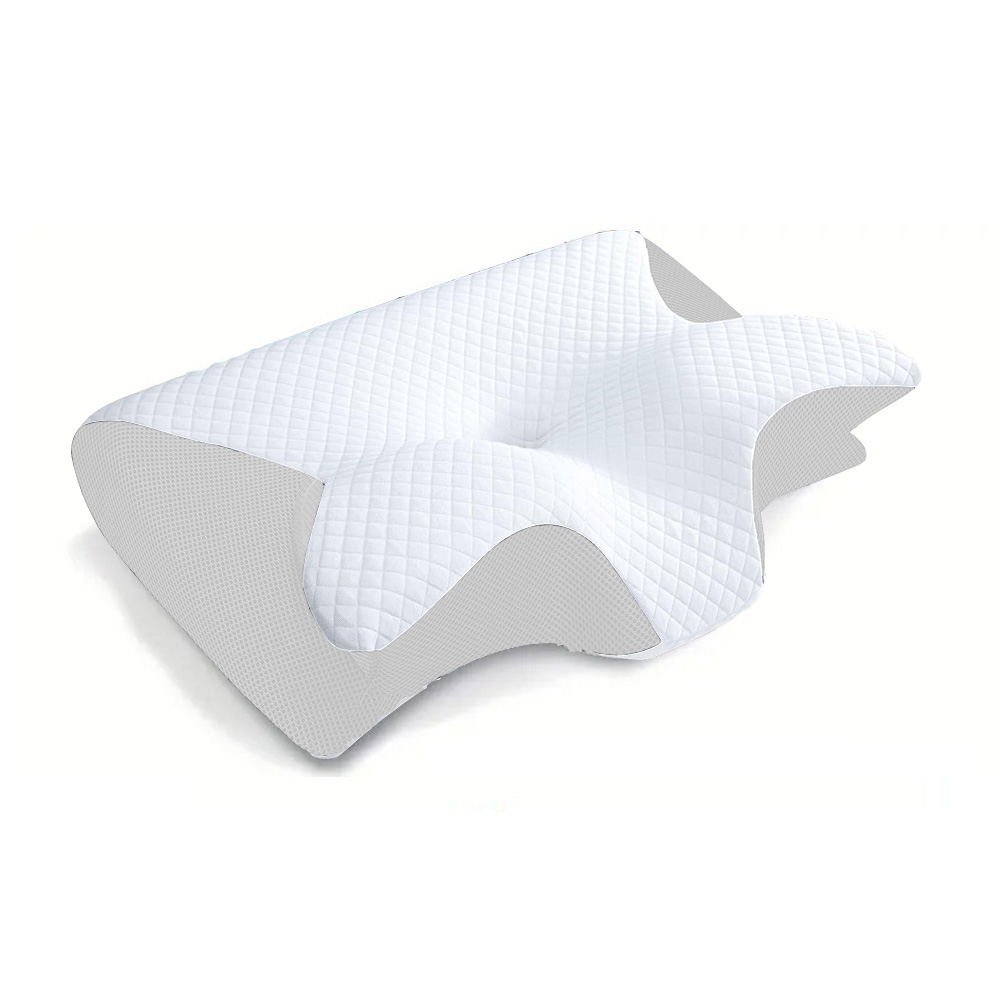 Almohada de cuello con memoria para dormir de mariposa, cómoda almohada para dormir de espuma viscoelástica de rebote lento, almohada para cama de masaje de cuello ortopédico Cervical: Azul
