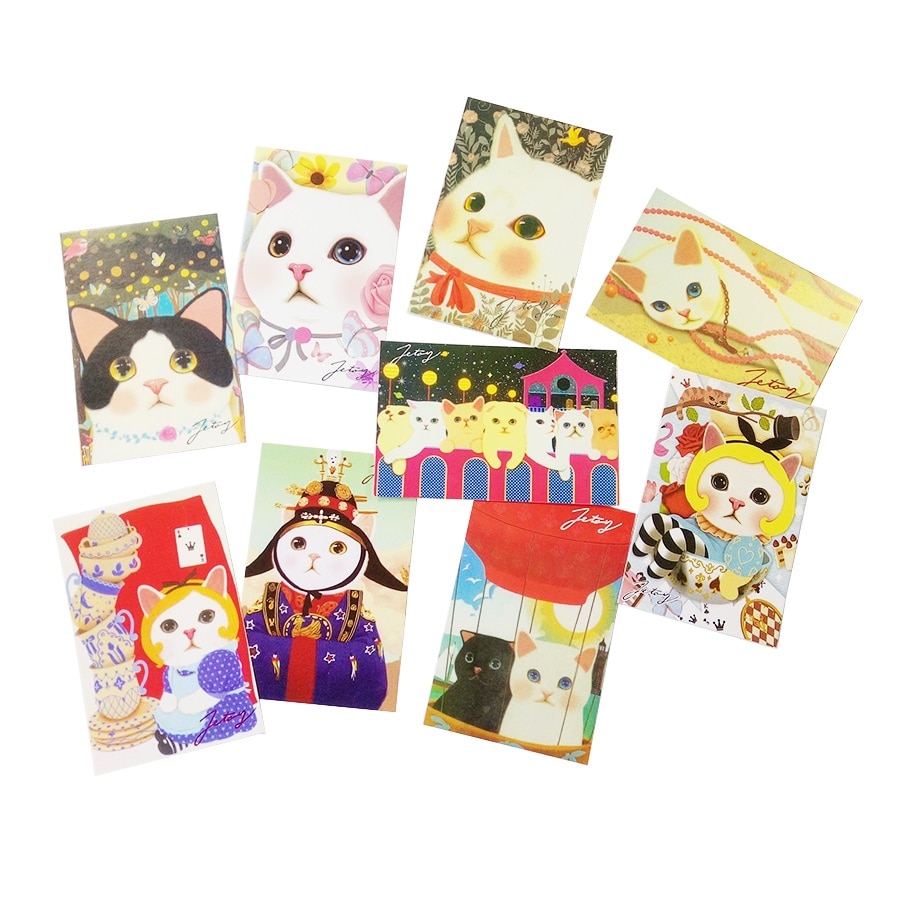 100 stk/mye studenter gjør-det-selv-kort søt tegneserie katt postkort bursdagskort hilsen julekort