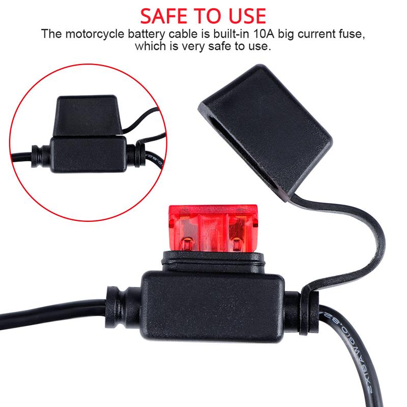 12V Motorcycle Battery Charger Cable Terminal To SAE Quick Disconnect Cable Motorcycle Battery Output Terminal Ring Connector