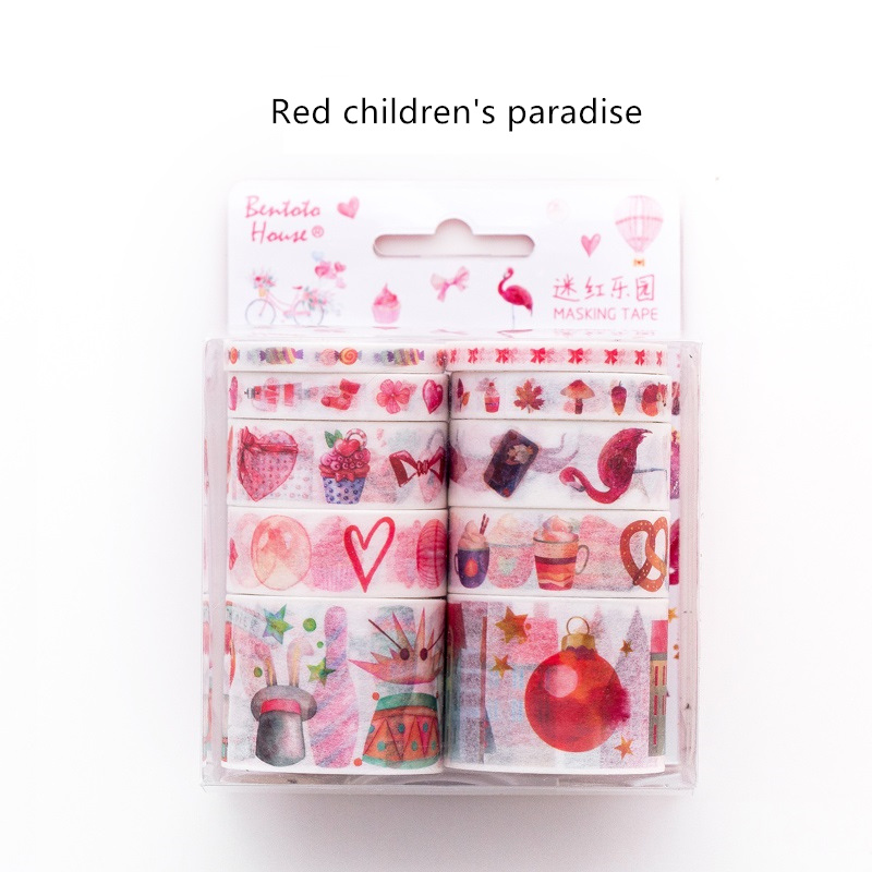 10Pcs Candy Stad Kleur Papier Washi Tape Set Blauwe Zee Paars Nebula Rode Decoratie Masking Tapes Stickers Briefpapier a6346: Red paradise