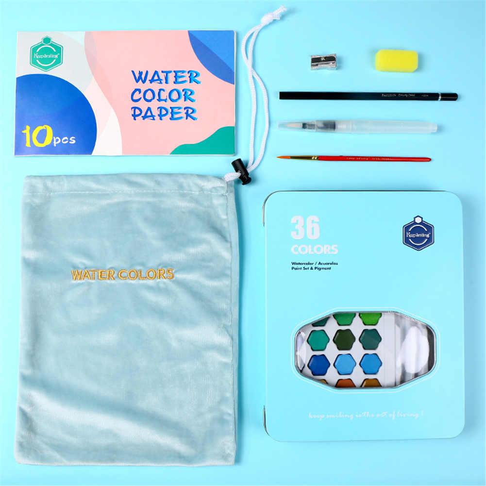 Art Supply 36 Kleur Aquarel Kunstenaar Verf Set Met Plastic Palet Deksel Case Penseel