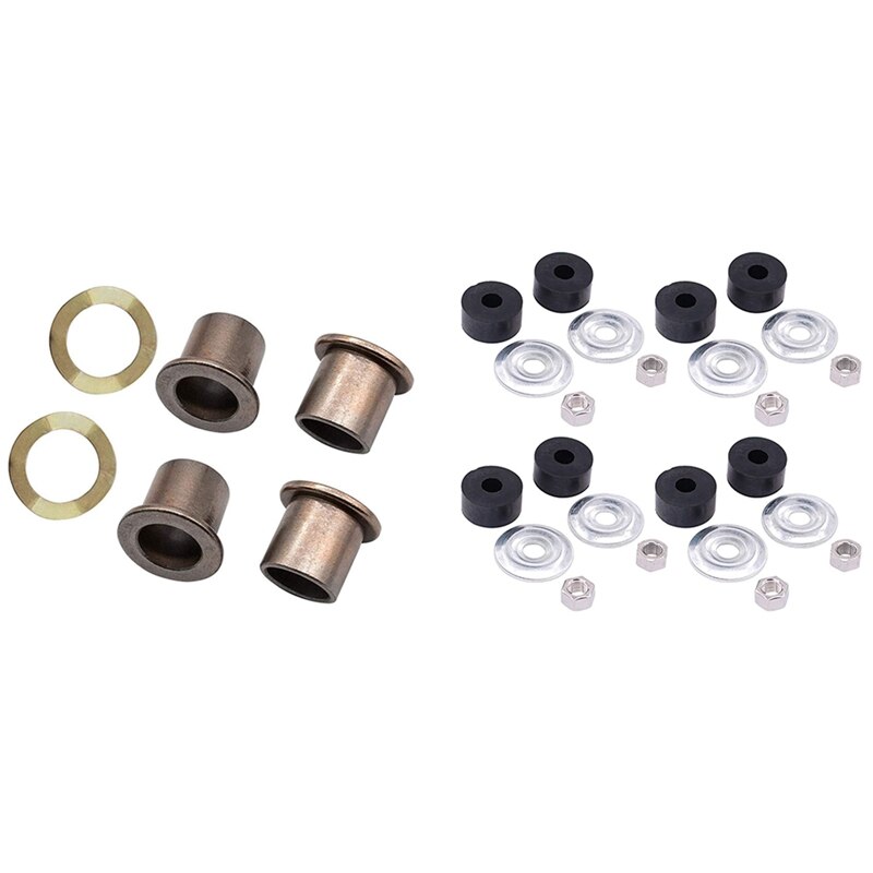 Spindle Bushings Upper and Lower Bushings Bronze, King Pin Wave Washer & Golf Cart Shock Bushing Kit for EZGO 1989-Up: Default Title