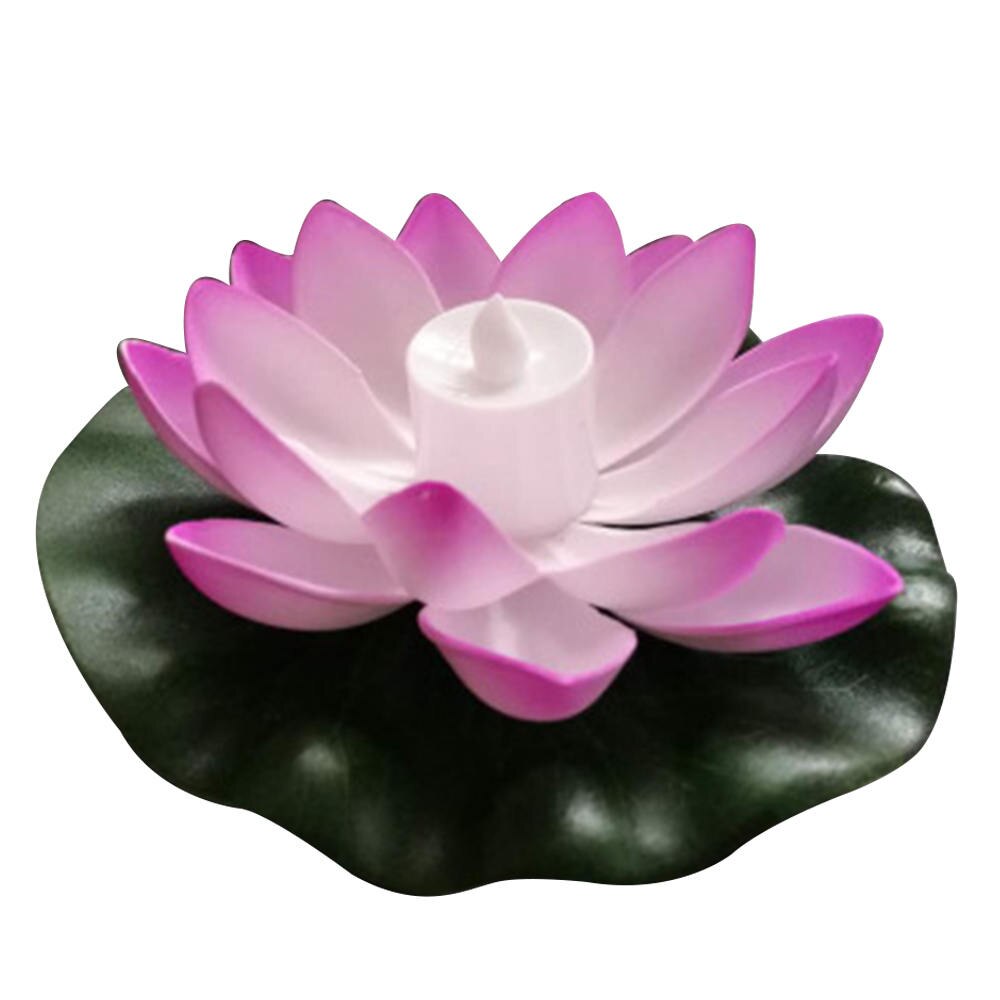 1 Pcs LED Romantic Lotus Lamps Electronic Candle Colorful Lotus Lamp Water Floating Candle Light Birthday Wedding Party Decor: Purple