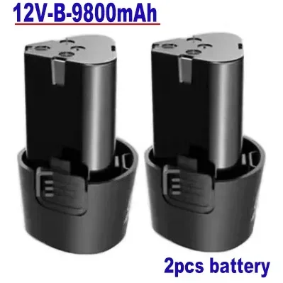 Destornillador eléctrico tipo B 100% Original, batería de carga universal, taladro eléctrico, batería de iones de litio, 12V, 9800mAh: Plata