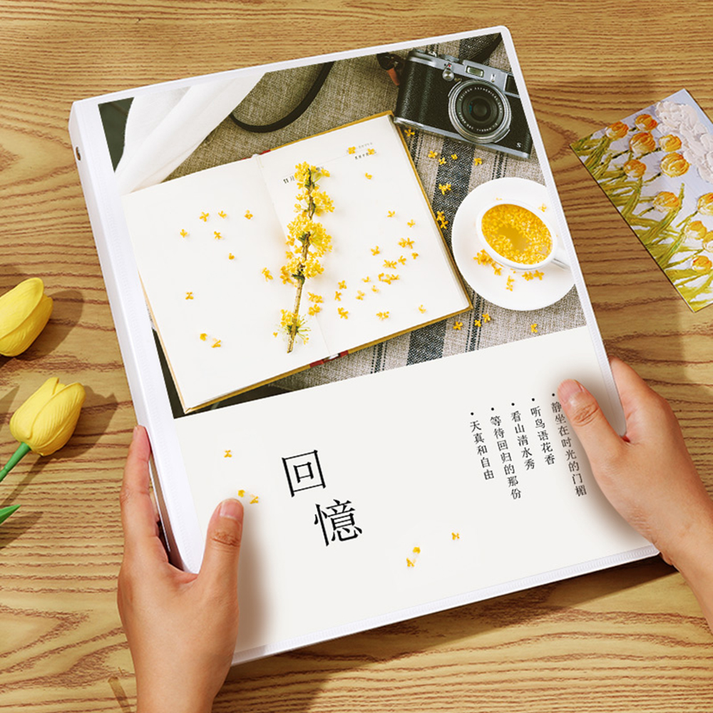 Loose-leaf Photo Album Large Capacity 30/40 Pages DIY Self Adhesive Commemorative Photo Storage Scrapbook Family Memory Book: Light Grey