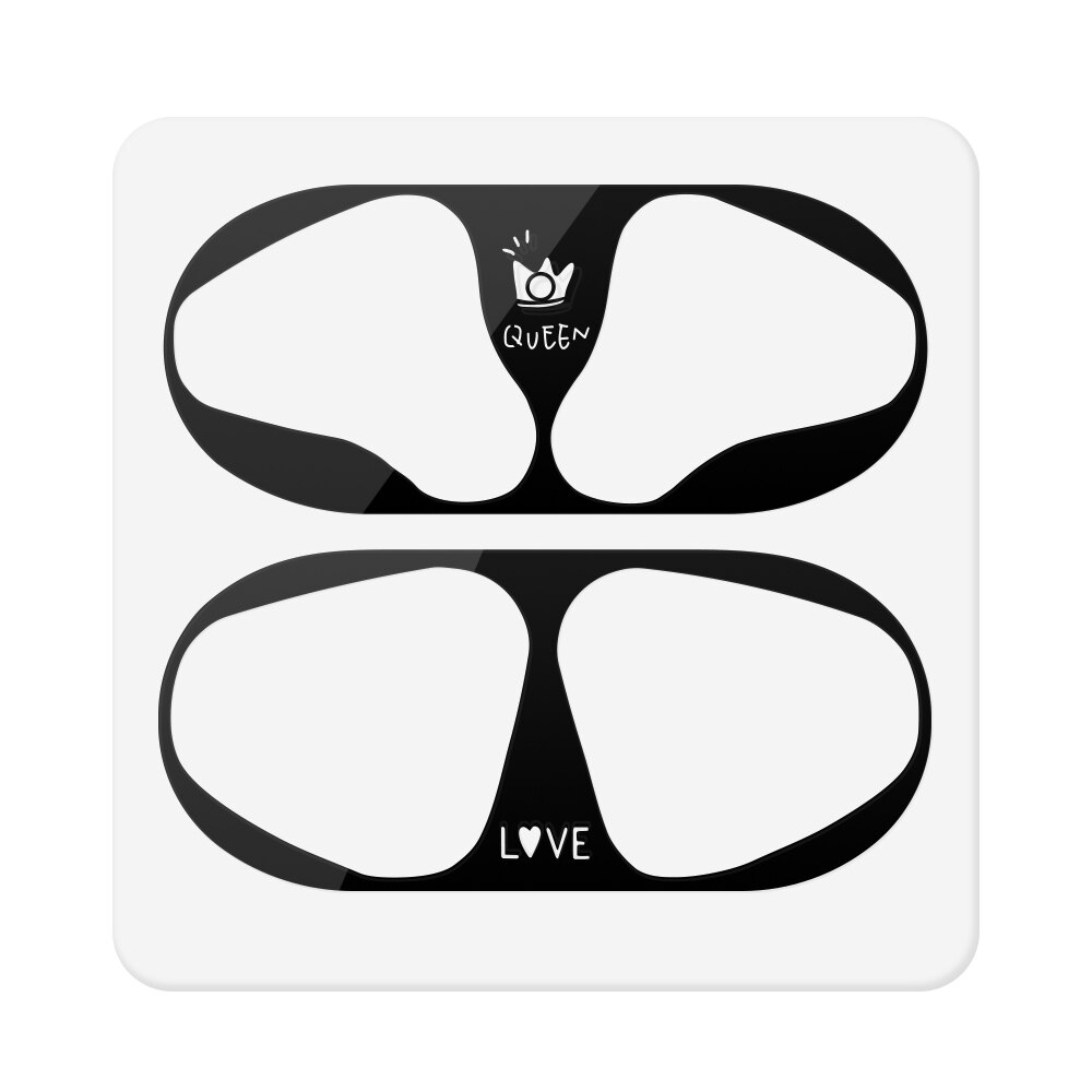 Etiqueta protectora de polvo de Metal para Airpods 2 1 pegatina protectora de piel para auriculares Airpods de Apple: Black-02
