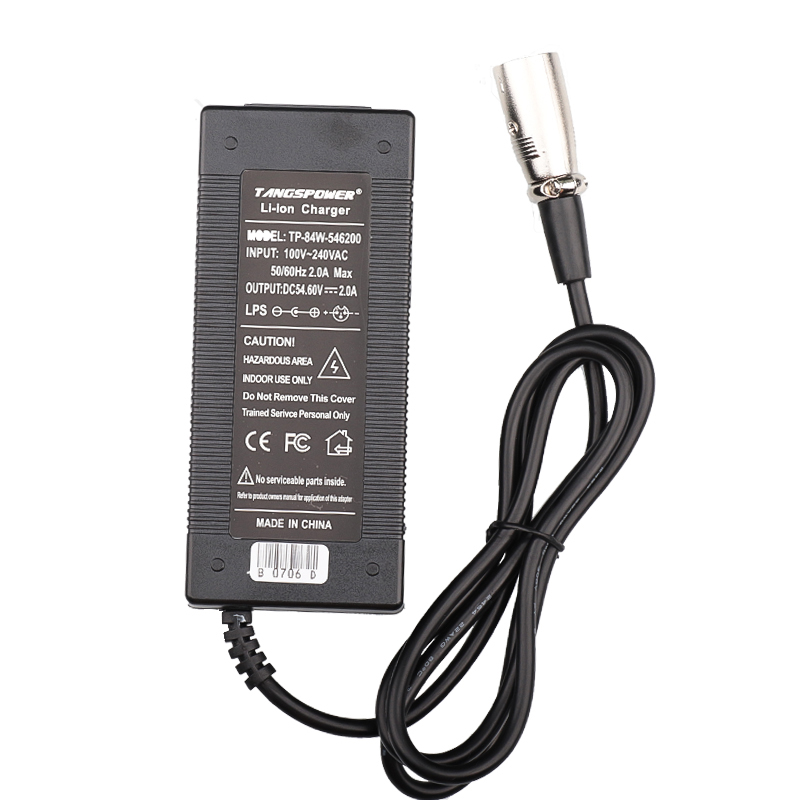 54.6V 2A Lithium Battery Charger For 48V Li-ion Battery Pack Charger DC / XLR / GX16 Connector
