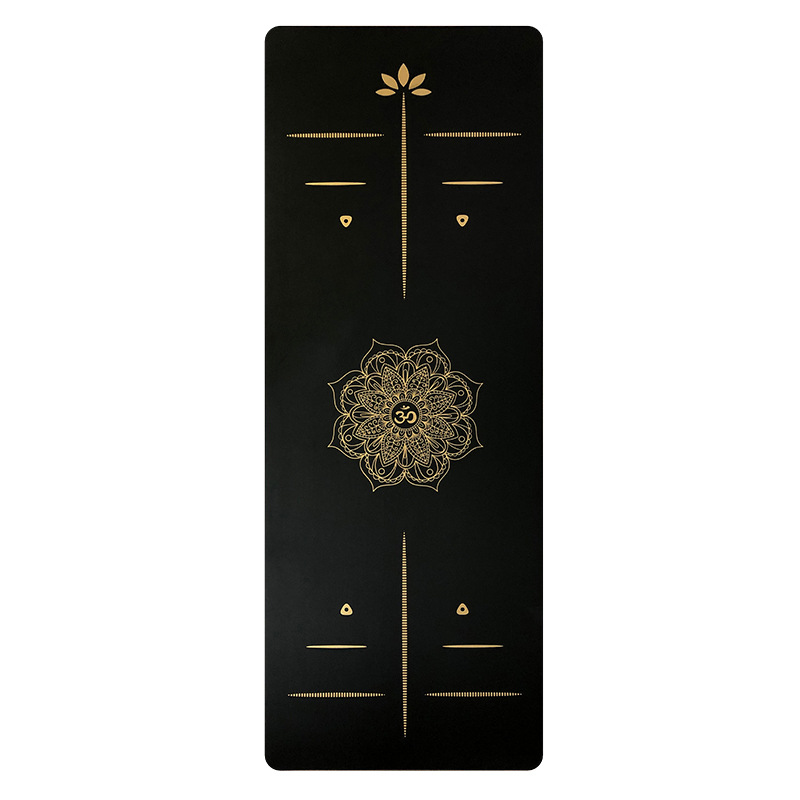 Lezyan Natural Pu Rubber Yoga Mat Bronzing Meditation Mat Middle Line Dry and Wet Non-slip Widening Pilates Fitness: Black apocalypse