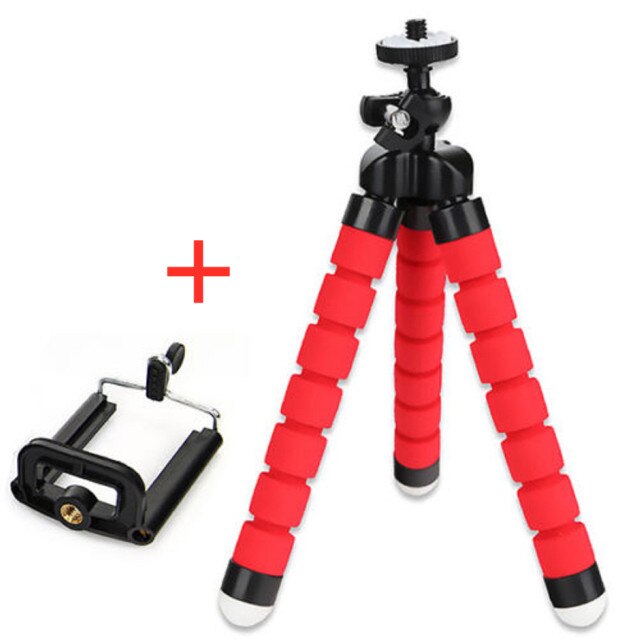 Portable Mini Flexible Sponge Octopus Tripod for SamsungXiaomi Huawei Iphone Mobile Phone Camera Clip Smartphone Tripod: Red