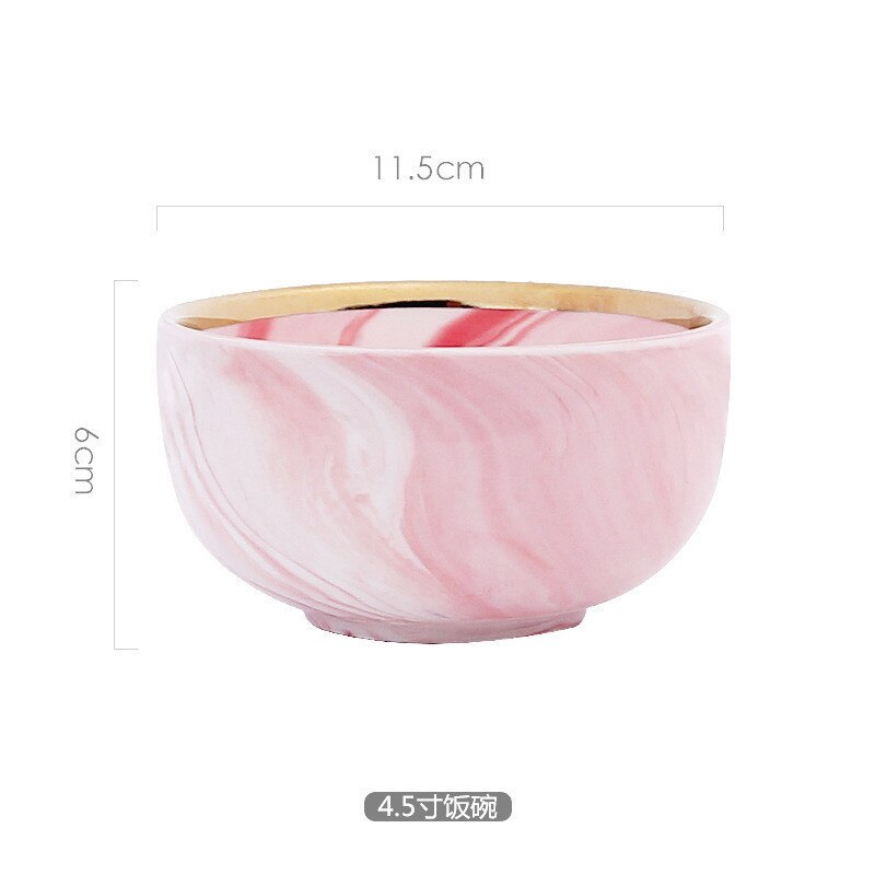 1pc pink phnom penh marmor keramisk service skål tallerken ins ris salat nudler fad suppe ske spisestel sæt: -en