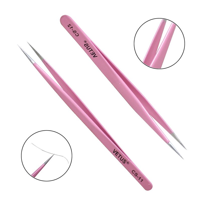 1 Pc Make-Up Professionele Wimper Pincet 3D Volume Wimper Extension Rvs Roze Pincet Lash Wenkbrauw Pincet