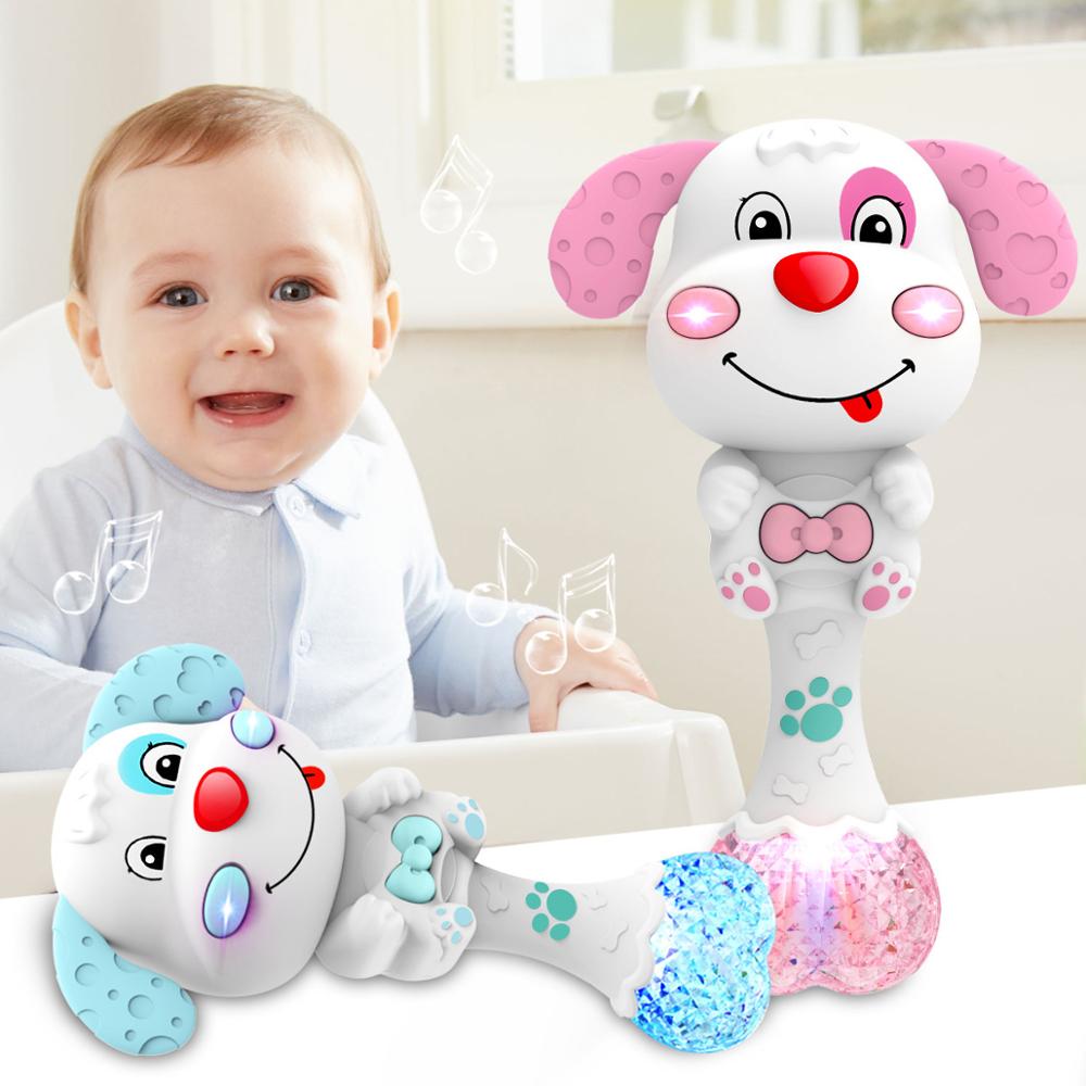 Newborn baby toy cartoon vocal toy music baby early education bed bell light sand hammer molar stick 0-1 years old