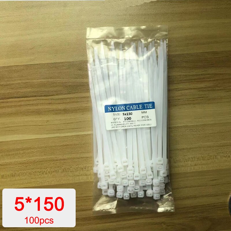 100 kpl/pussi itselukittuva muovinen nylon solmio kiinnitys rengassiteet autotyylinen nippuside lankakääreet hihna autotarvikkeet: 5 x 150
