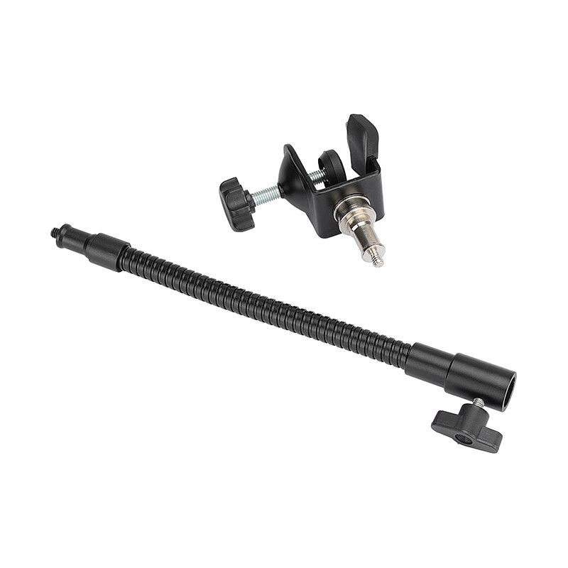 HDRIG C Clamp Lock-grip Fixture + Flexible Metal Gooseneck Arm With 1/4"-20 Thread Screw For Camera Flashlight /Smartphone