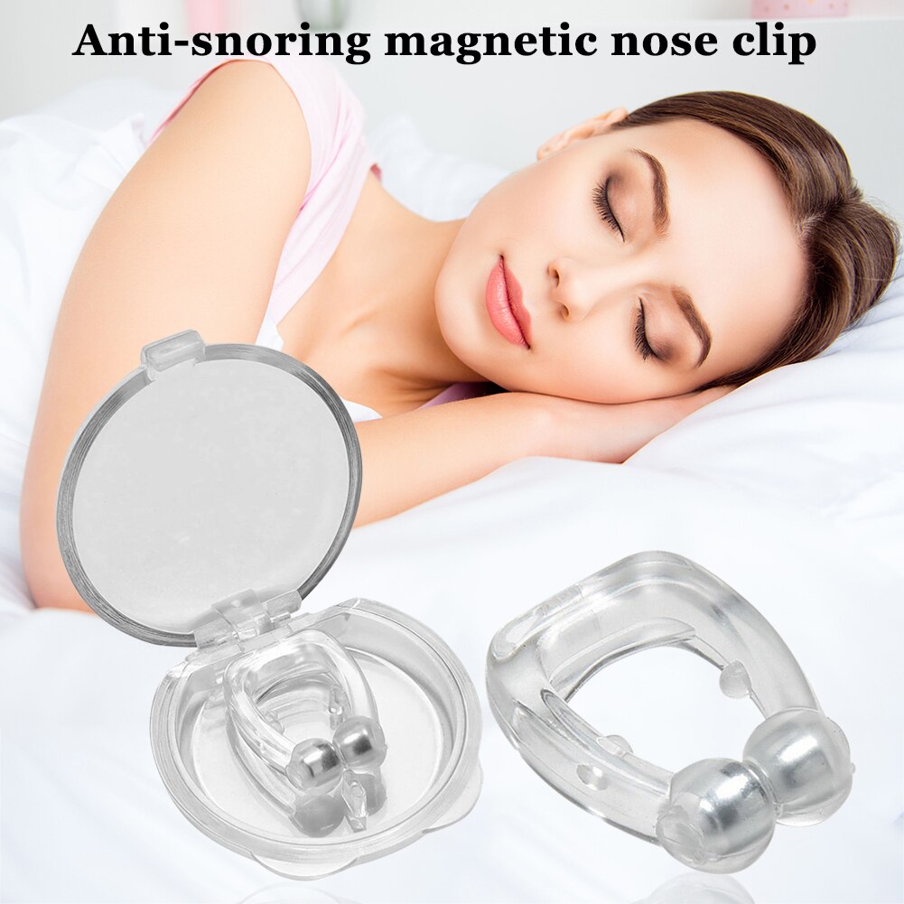 Pince-nez magnétique anti-ronflement en silicone, empêche l&#39;apnée du sommeil, aide à mieux dormir, livré avec étui