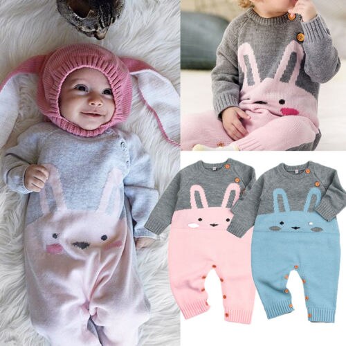 Cute Kids Baby Meisjes Jongens schattige Konijn Romper Trui Jumpsuit Trui Outfits