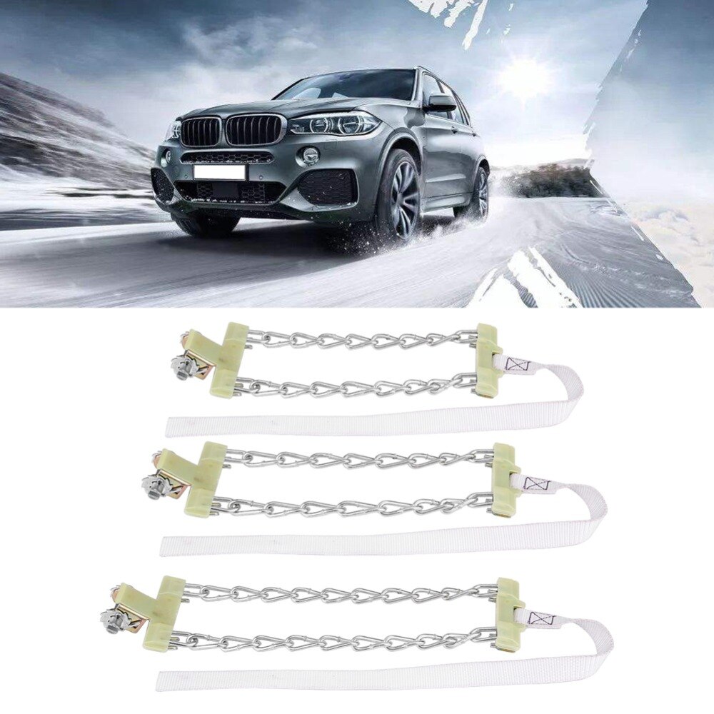 3 uds cadena antideslizante de acero antideslizante para neumáticos, cadena de Clip para Seguridad automotriz de lodo de nieve para coches, camiones, SUV, accesorios universales para neumáticos