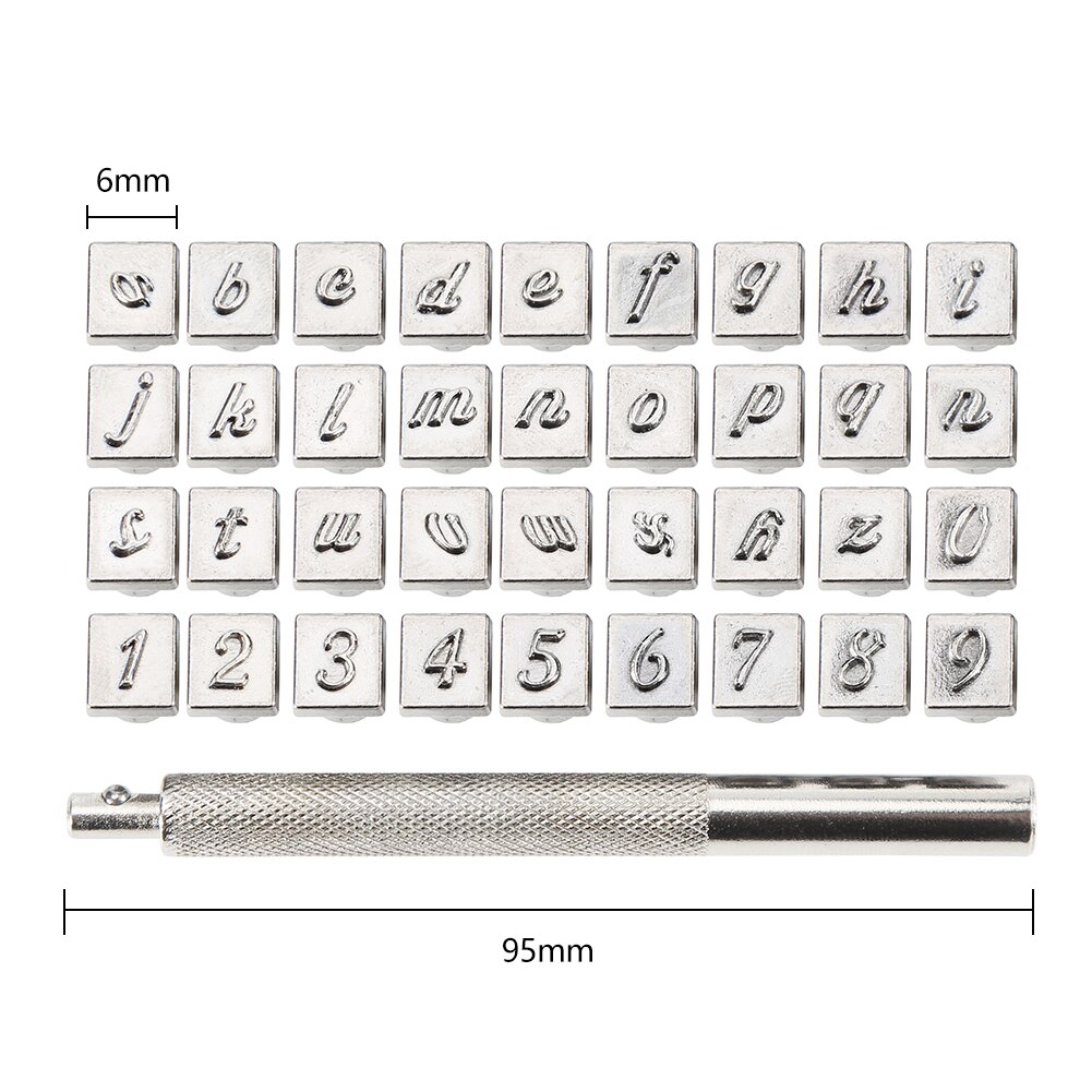 36 Pcs Staal Alfabet Nummer Stempel Punch Set Voor Leather Wood Craft Gereedschap Kit Metalen Lederen Punch Gereedschap Staming Leathercraft: 01
