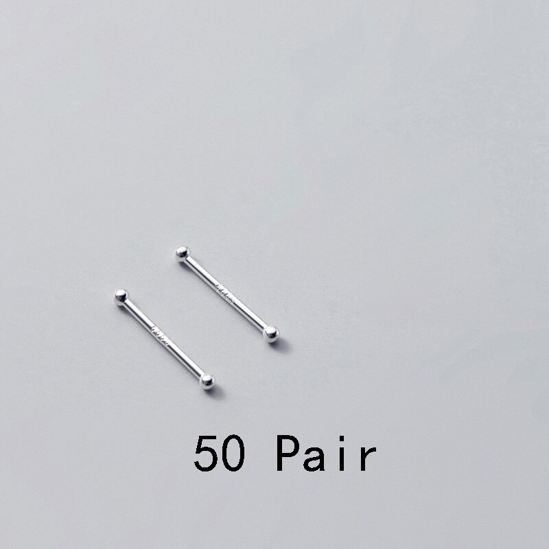 La monada manter as orelhas perfuradas studs 999 prata esterlina jóias finas minimalista brincos para mulheres prata 999 coreano: Two Bead50pair