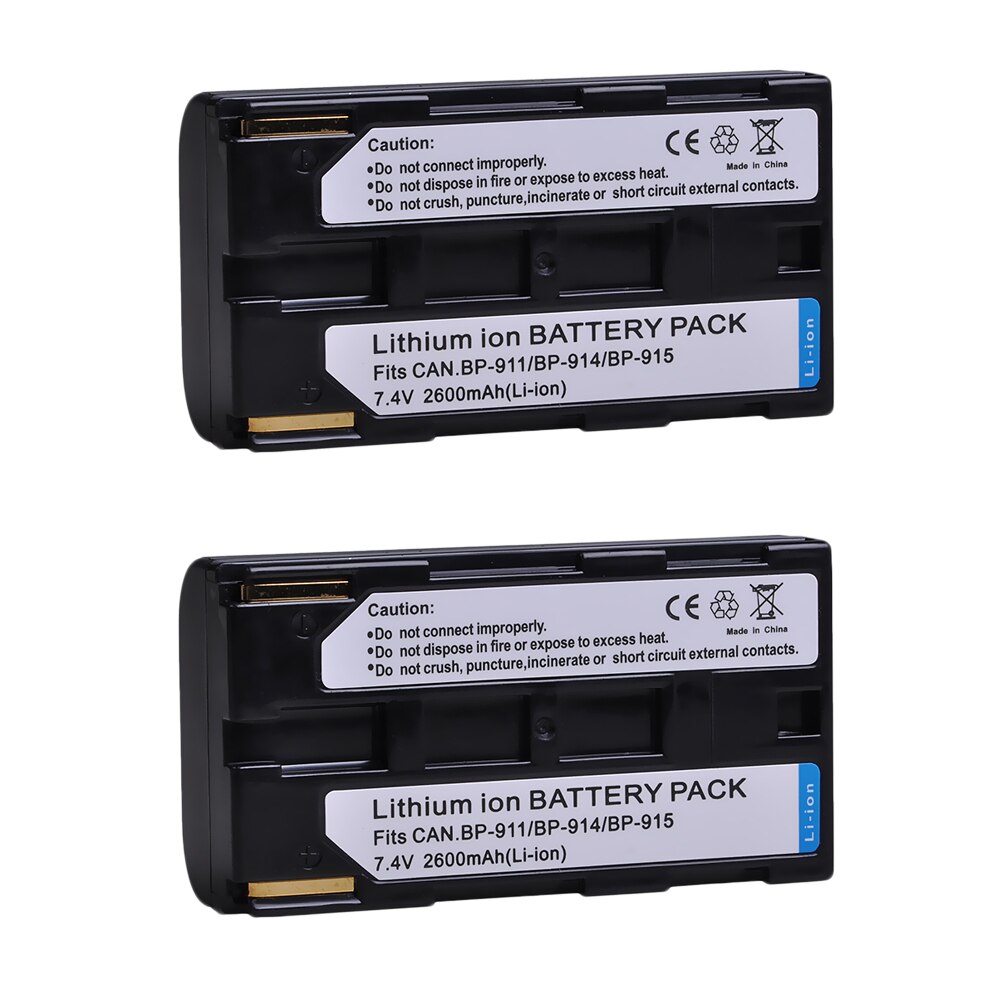 2600mAh BP-911 BP-911K BP 911 BP-914 BP-915 Battery for Canon BP911, BP914, BP915, E1 E2 E30 ES50 ES6500V ES7000V ES8000V: 2x Battery