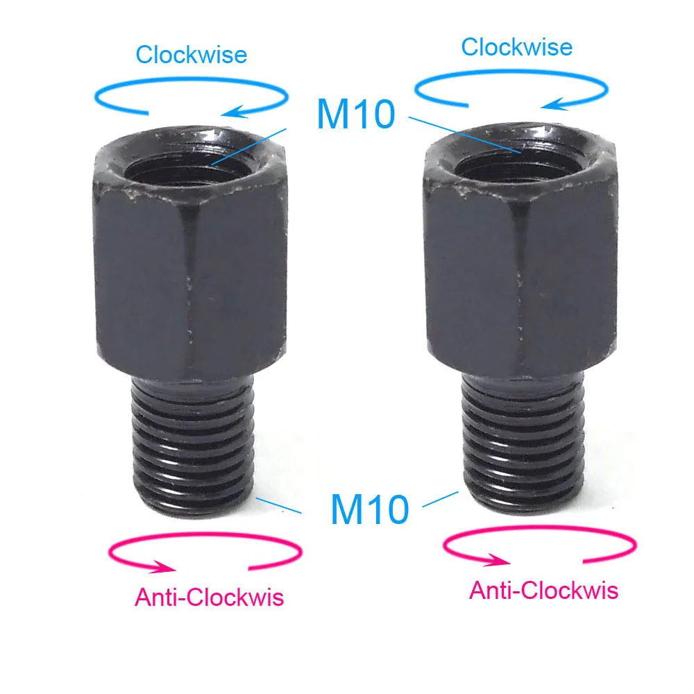 1 Paar schwarze Motorrad-Spiegeladapter M10 10 mm M8 8 mm Rückspiegel Umwandlungsschraube Ich bin Uhrzeigersinn Anti-Uhr Rechts-Verknüpfungen-Gewinde: verrotten