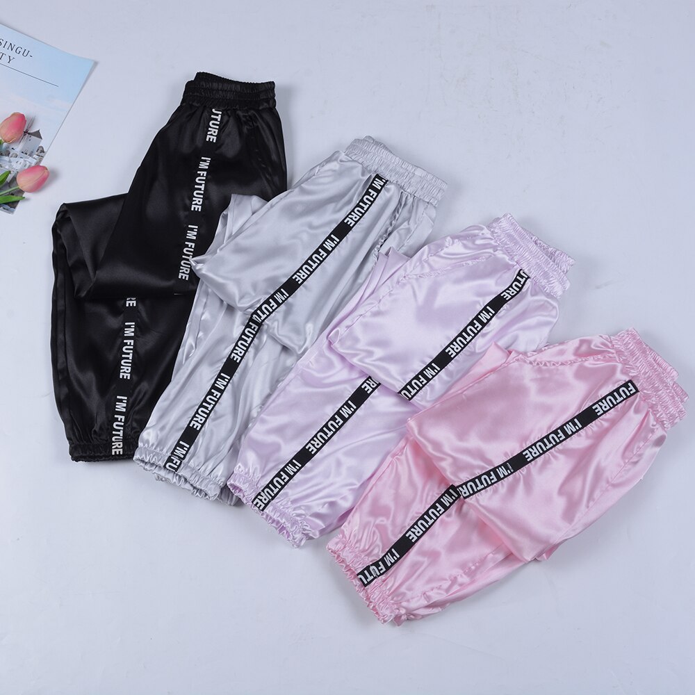 Sfit Vrouwen Zomer Satijn Cargo Broek Vrouwen Europa Losse Casual Sport Vrouwen Joggers Streetwear Cargo Broek Mode Vrouwelijke