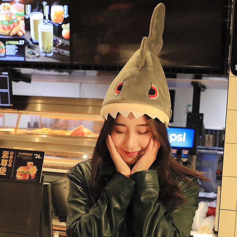 , divertido gorro de pollo, juguete de peluche, sombrero musical eléctrico, gorro de tiburón, juguete de felpa , juguete novedoso para niños: Gris claro