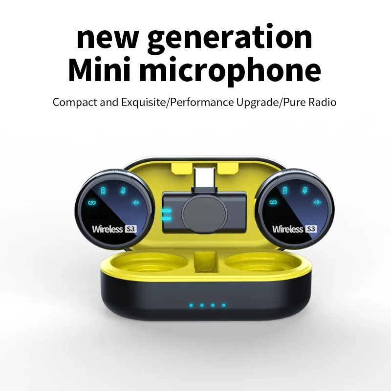 Microfono wireless S3 con custodia di ricarica Microfono lavaliere magnetico portatile per microfono di registrazione video con ricevitore per smartphone